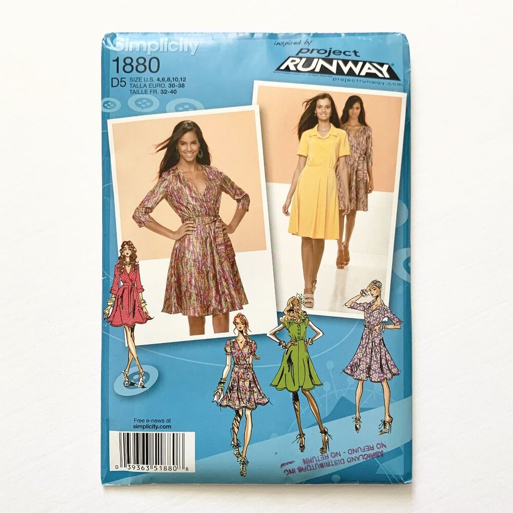 Simplicity Project Runway Dress Tie Belt Sewing Pattern 1880 Size D5 4-12 Uncut